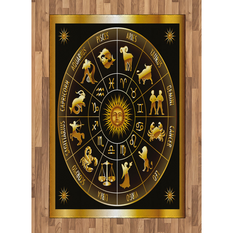 Astrology High Density Long Fiber Poly Threads Decorative Area Rug Carpet, Rectangle 4' x 5'8"
