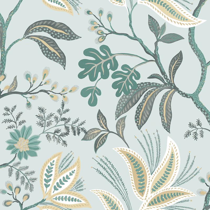 Rouleau de fleurs Addiston, Bleu sarcelle / gris / brun clair