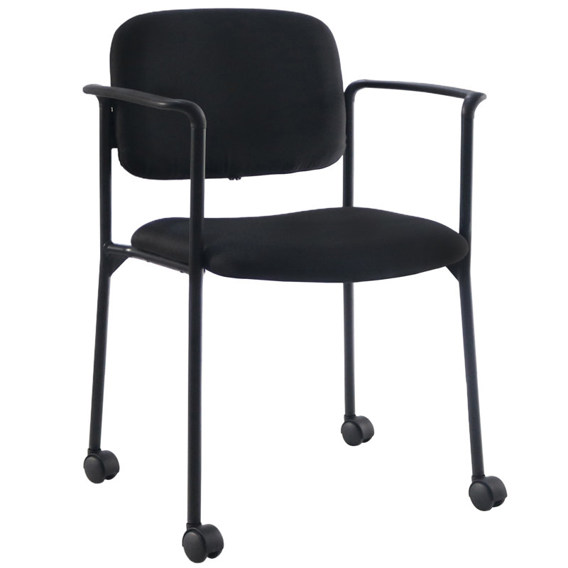 Chaise de salle d'attente empilable avec roues amovibles, Noir