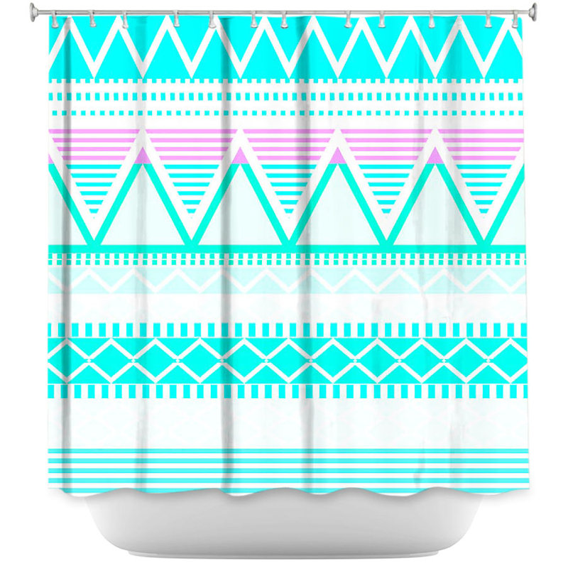 Rideau de douche simple tribal brillante, Bleu / Vert