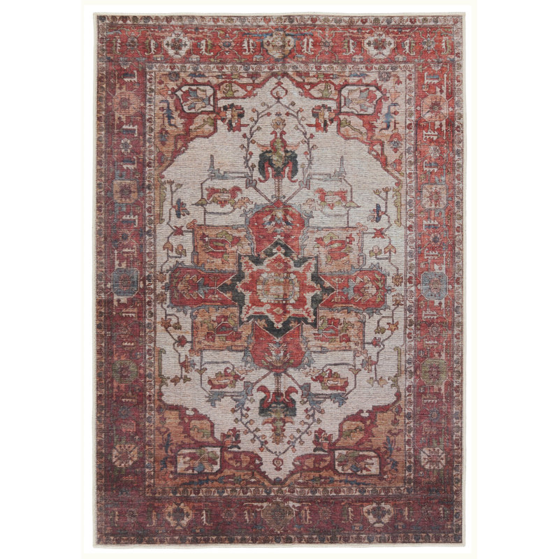 Beesley Machine Washable Handmade Rust/Beige Rug, Runner 3' x 8'