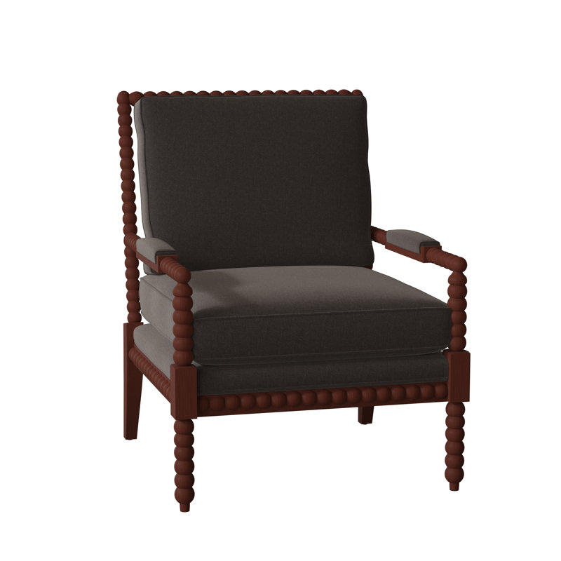 Keaton Upholstered Armchair, Handsome 45 Black Performance Twill, Cashmere