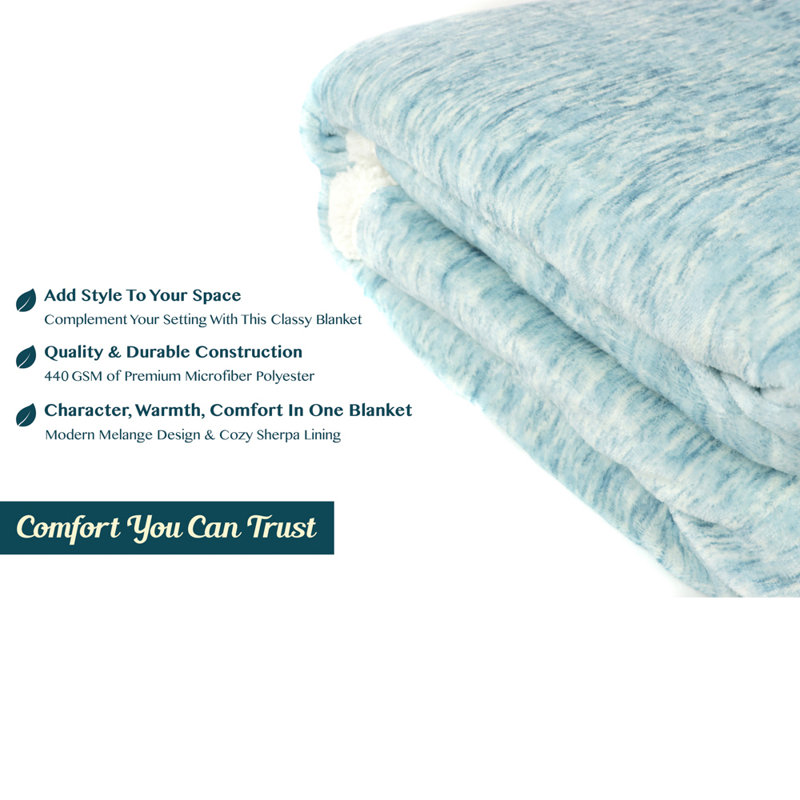 Sea Blue Reversible Sherpa Fleece Throw Blanket