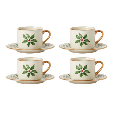 Tasse et soucoupe des Fêtes, S / 4