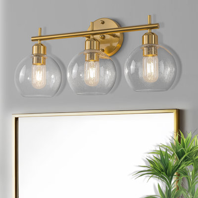 Éclairage de salle de bain à intensité variable 3 lumières avec globes en verre bullé
