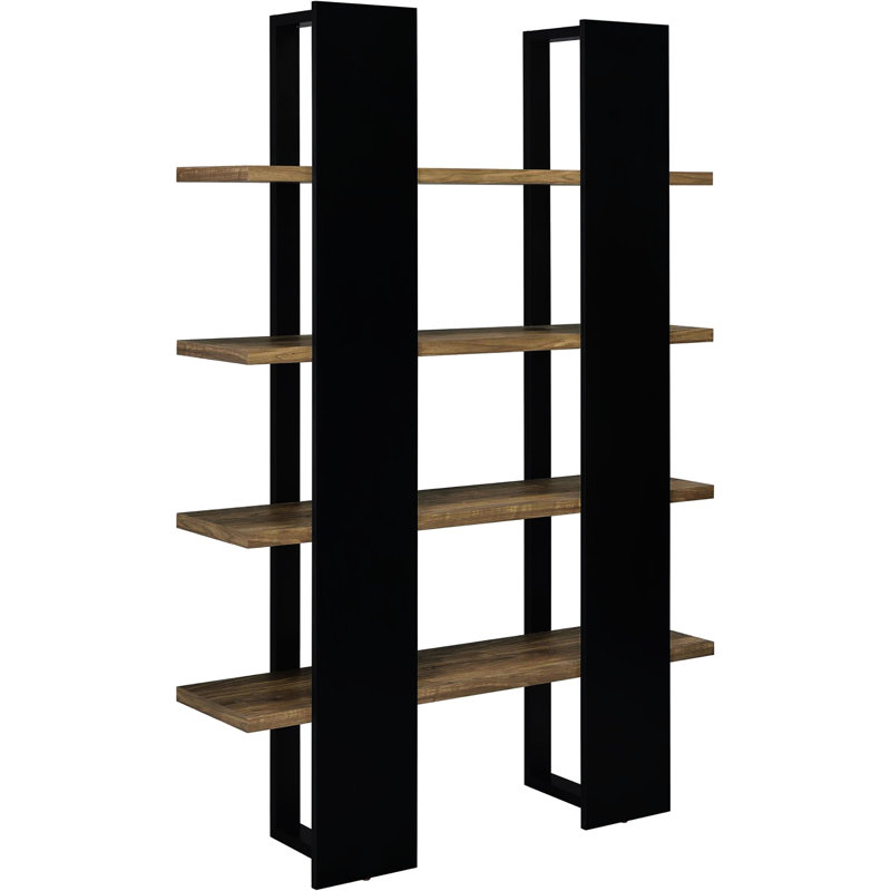 Bibliothèque contemporaine à 4 tablettes, noyer noir et vieilli, tablettes verticales pour la collection Decor