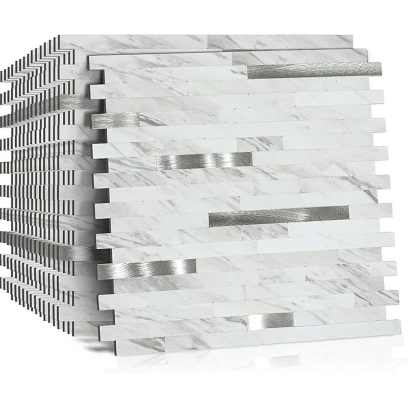 Carrelage mural en PVC à 10 feuilles pour dosseret de cuisine, Blanc