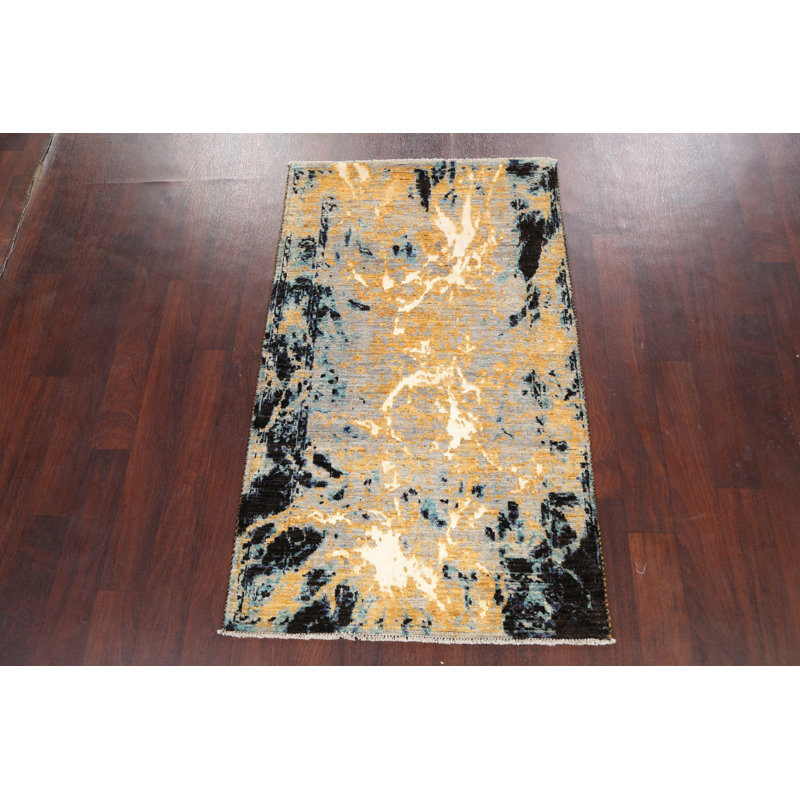 Tapis 100% oriental à teinture végétale abstraite noué à la main 3 x 5