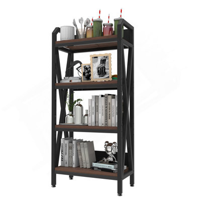 56.30'' Bakers Rack 4-Level Storage Shelves Mental And Wooden Kitchen Shelves, Kitchen Organizers And Storage, For Garage, Pantry, Bathroom ,25.60'' Length