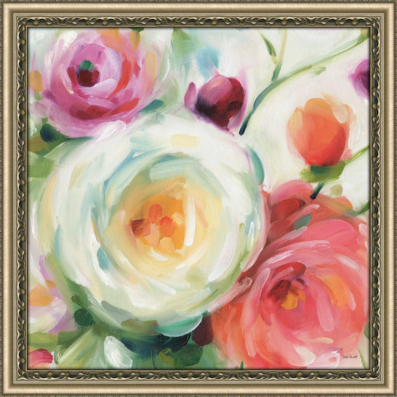 " Florabundance II ", 21.5" H x 21.5" W x 0.75" D, Champagne Framed