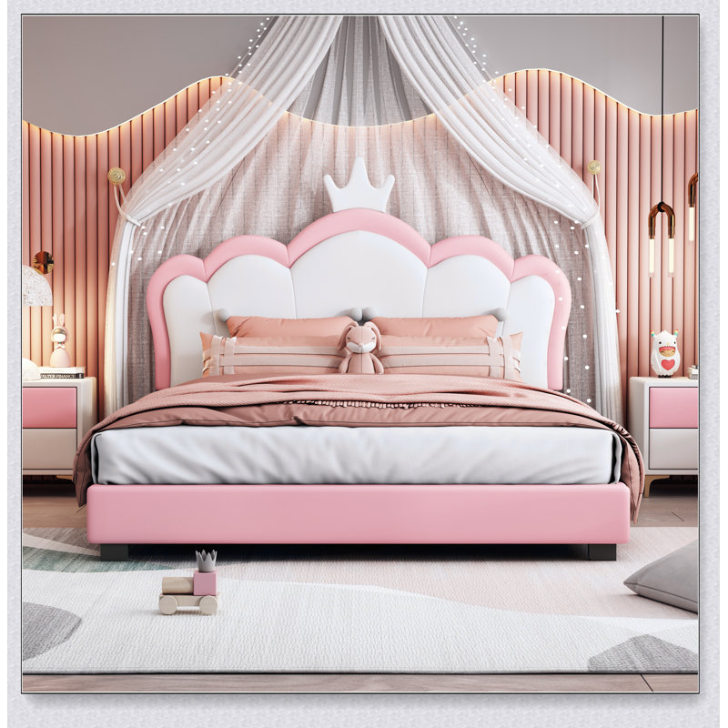 Lit double tapissier double avec tête de lit Crown, élégant et confortable pour une expérience de sommeil royale