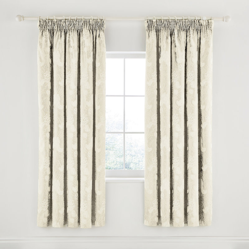 ASHBEE 100% Cotton Room Darkening Curtain Panel Pair, Ivory