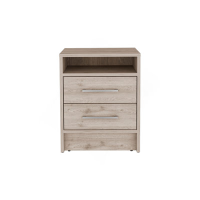 Eter Nightstand , End Table, Side Table Superior Top, Two Drawers -Light Gray