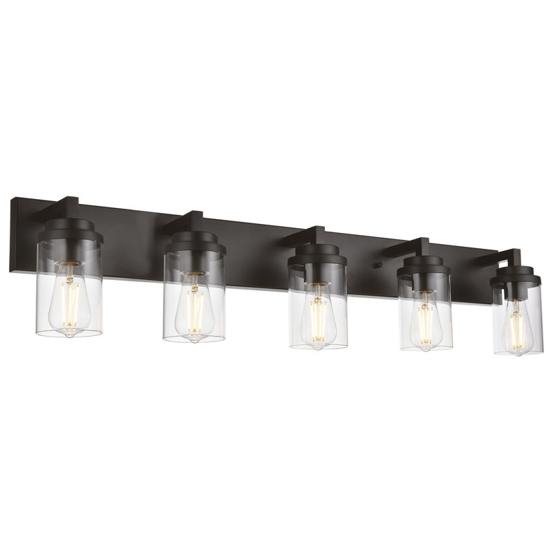 Luminaire de salle de bain à 5 lumières à intensité variable en bronze huilé à intensité variable