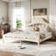 Grand lit plateforme en bois à profil bas avec tête de lit grand, support à lattes de bois, aucun sommier requis, beige-1878677966-1878677962