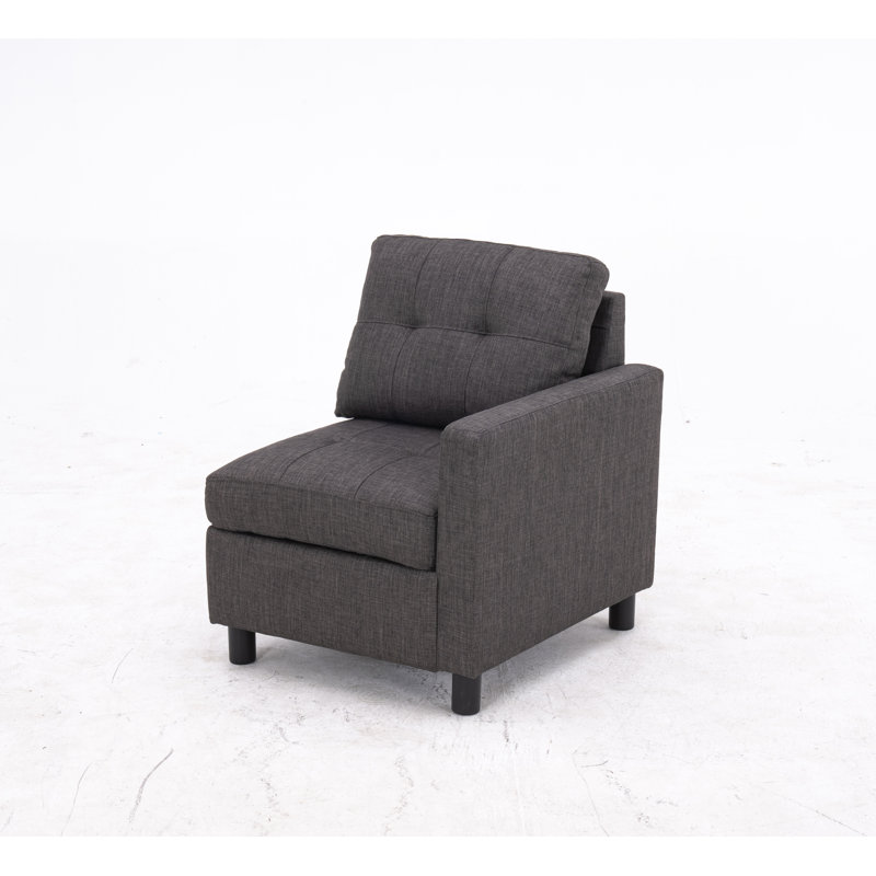 Alexent Upholstered Ottoman, Dark Gray Polyester Blend
