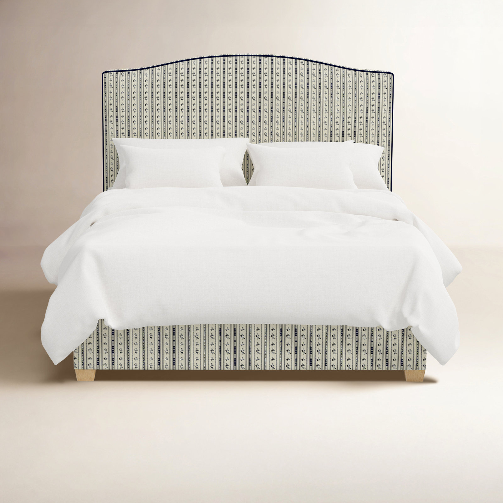 Upholstered Bed, Queen, Navy 