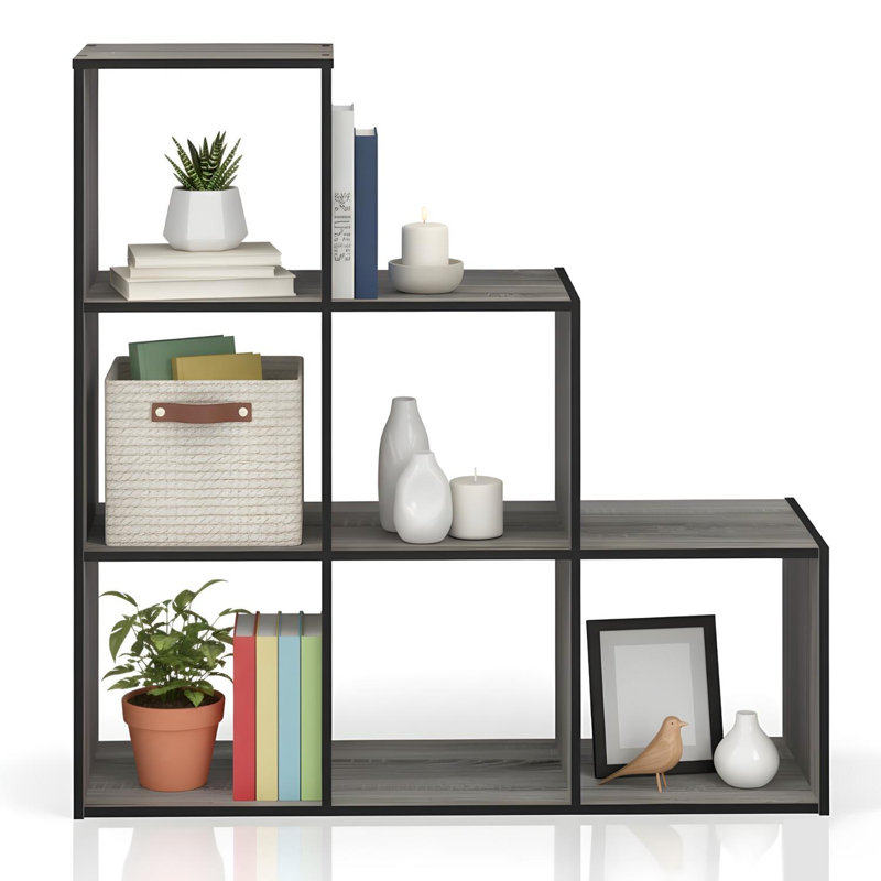 Pelli Cubic Storage Cabinet 3-2-1 Configuration French Oak and Black Cube Organizer with Doors, French Oak/Black