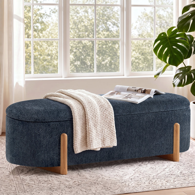 Banc de rangement rembourré 51,2 po, DARKBLUE