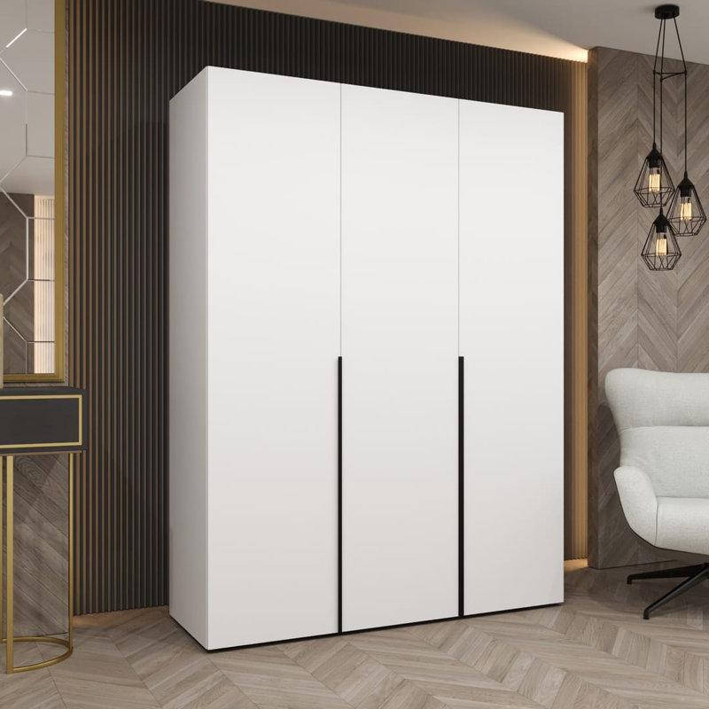 Bia 3 Door Manufactured Wood Wardrobe, White
