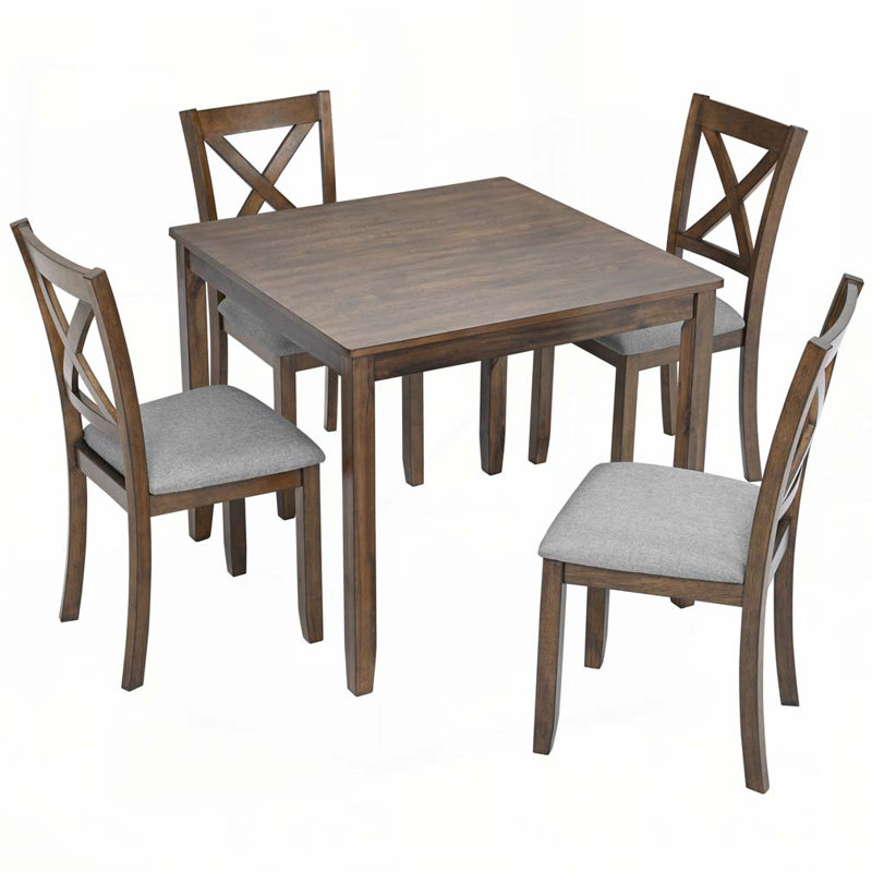 Ensemble de table de salle à manger 5 pièces en bois avec 4 chaises