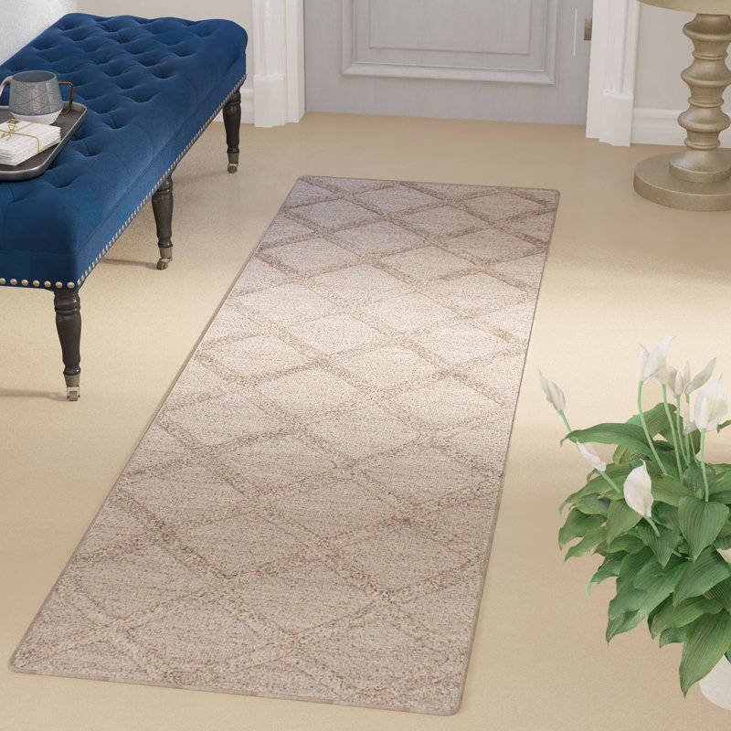 Tapis brun en laine géométrique Bonefield, Tapis de couloir : 2 pi 6 po x 8 pi 2 po