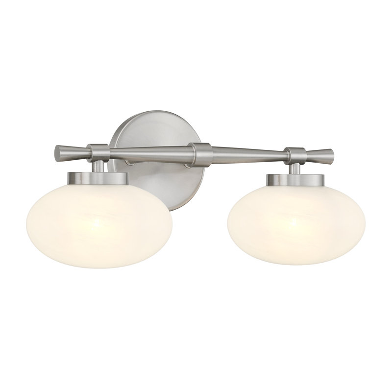 Éclairage pour salle de bain 2 lumières Savoy House Barrow en nickel satiné, Deux lumières, H 8 po x l 17 po x P 6,63 po