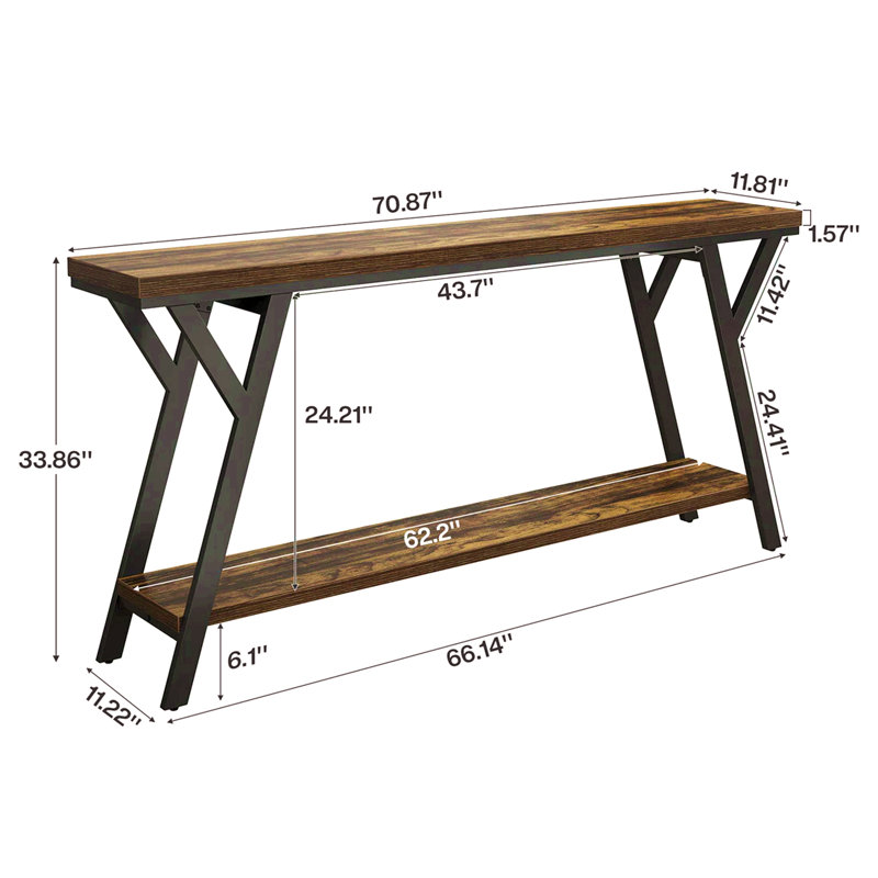 Table de canapé, console à 2 niveaux, canapé de table