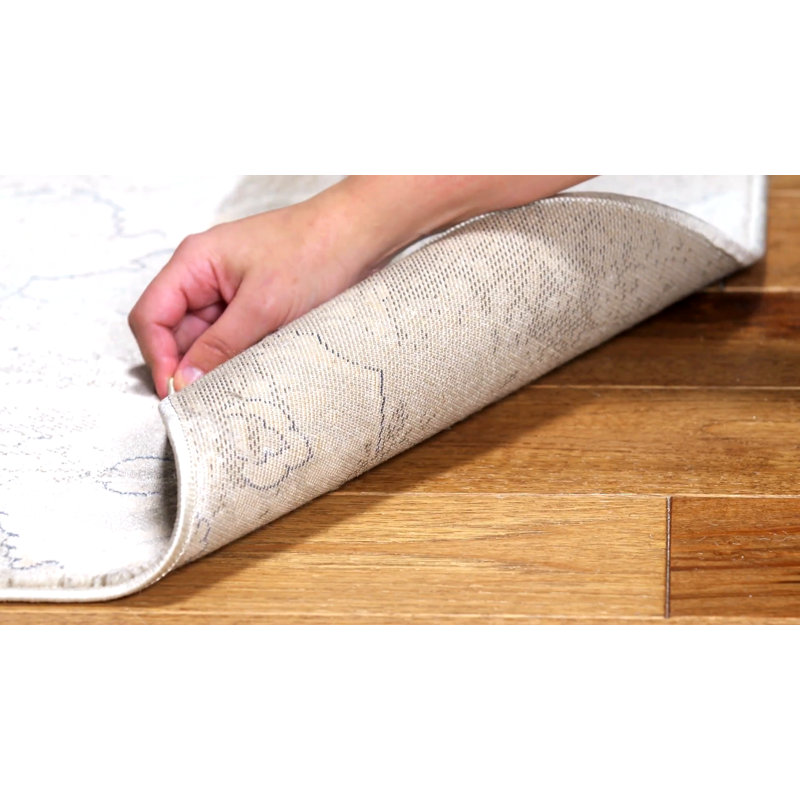 Elegant Gray and Ivory Vintage Viscose Area Rug, 4' x 5'7"