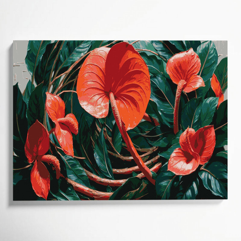 Art mural sur toile Botanical Flamingo, H 24 po x l 36 po