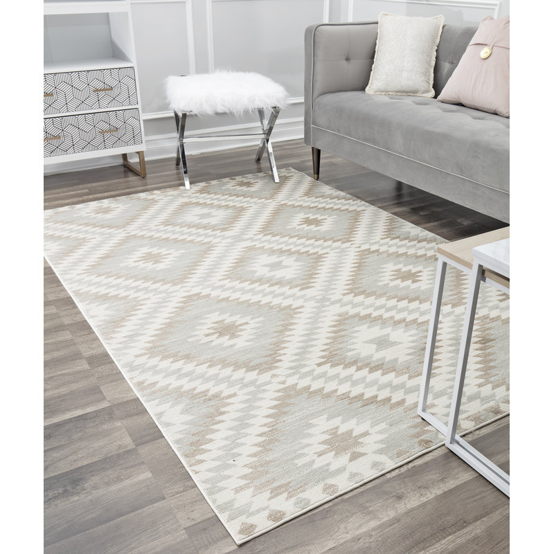 Heron Bodrum Tribal Kilim Denim Area Rug, Rectangle 8' x 10', Beige/Ivory/Tan/Gray