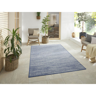 Machine Woven Blue Outdoor Rug