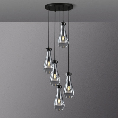 5-Light Cluster Teardrop Kitchen/Island Chandelier (Bulbs Included)