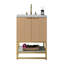 Meuble-lavabo de salle de bain avec comptoir en marbre de Carrare naturel de 61 cm (24 po), lavabo encastré en céramique, portes à fermeture amortie et tablette ouverte.-1394441908