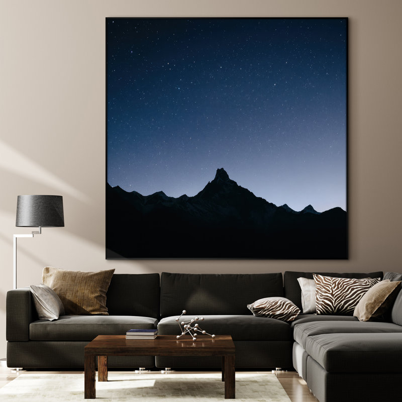 Très grande reproduction d'art sur toile - Paysage de montagne, œuvre d'art pour le salon ou la chambre à coucher - «Assemblage requis du cadre (cadre non fini)»