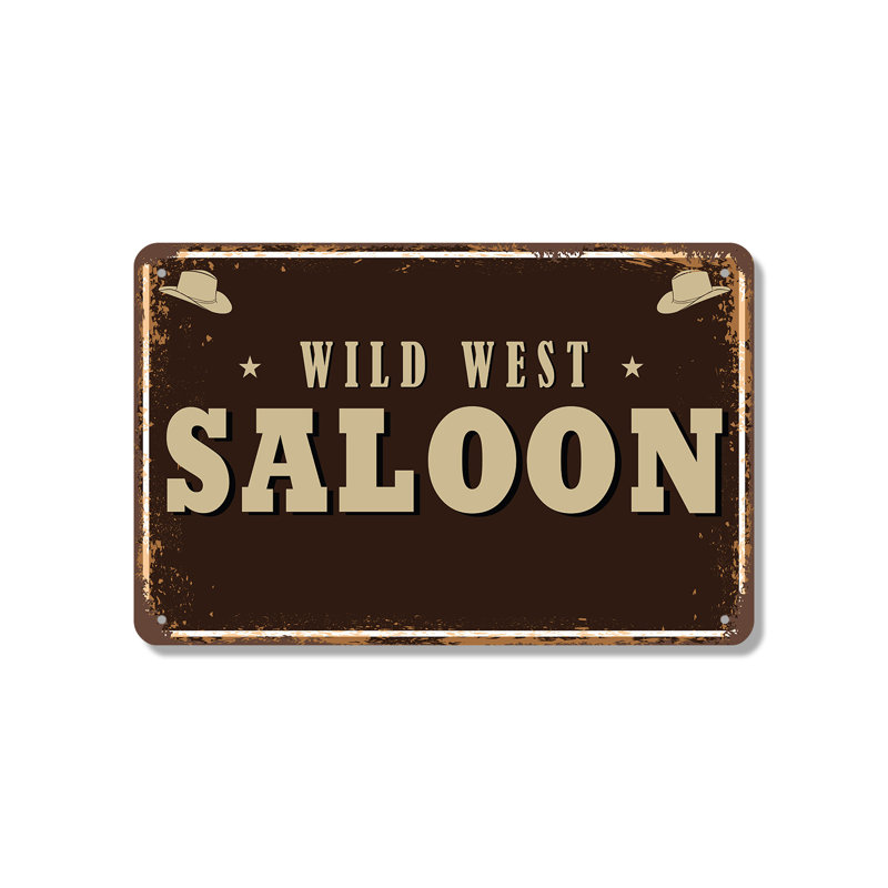 Enseigne en aluminium 7 po x 10 po Wild West Saloon Street (paquet de 2)