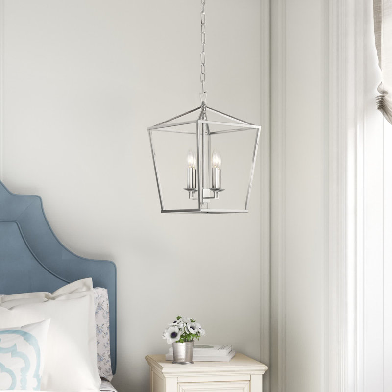 Luminaire suspendu géométrique à 4 lumières Atis, Chrome