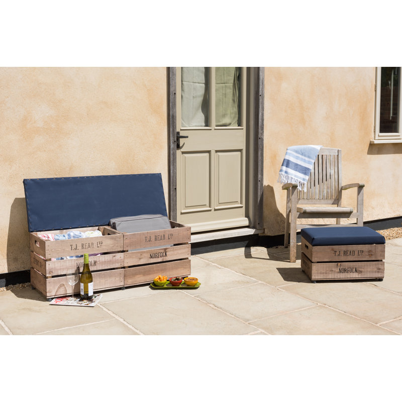 Edmunds Solid Wood Pine Outdoor Bench, Blue