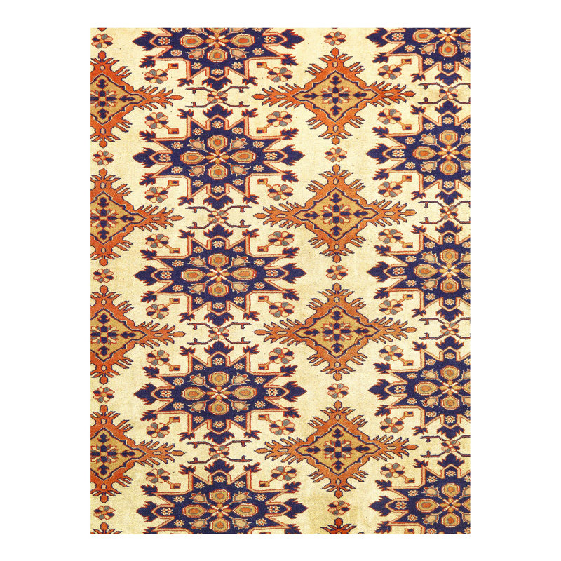 One-of-a-Kind Rectangle 7' X 9'9" 1960s Area Rug in Beige/Ivory