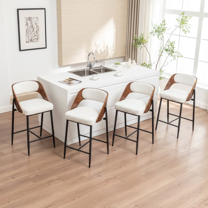 Tabouret de comptoir rembourré Devane, Beige