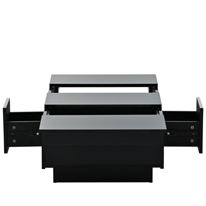Versatile Coffee & Cocktail Table with Expandable Top and Hidden Storage Compartments, Black