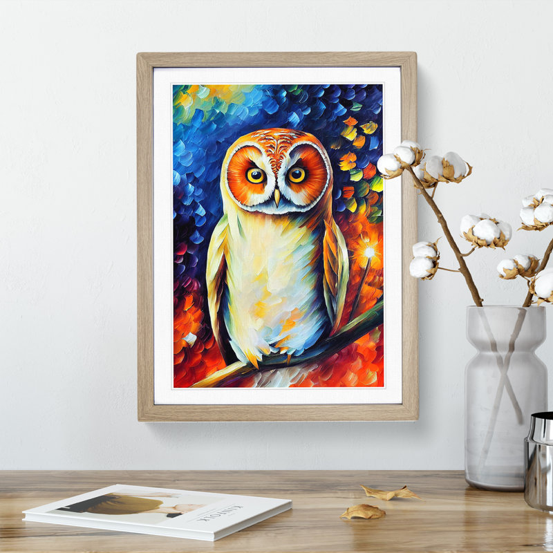 Portrait of a Barn Owl No.7 - Framed Print, 64cm H x 46cm W x 2cm D, Oak Framed