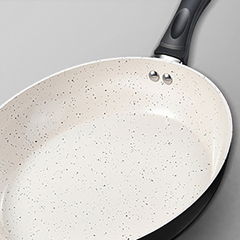 CS KOCHSYSTEME Aluminum Non-Stick Frying Pan with Lid, 9.5", Black/White
