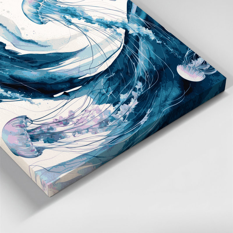 Art mural sur toile bleu marine côtier minimaliste, H 12 po x l 12 po