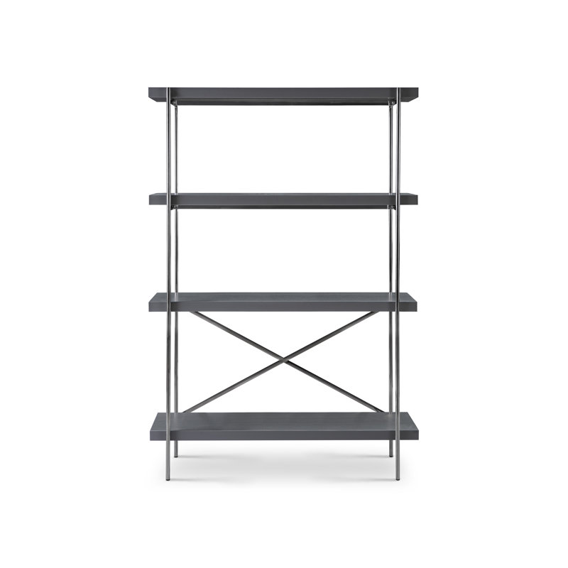 Jeanique 173.2 cm H x 120 cm W Stainless Steel Etagere Bookcase, Dark Grey