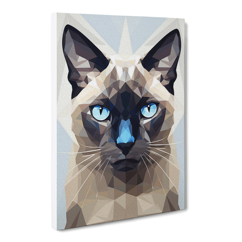 Siamese Cat Geometric - No Frame Print, 76cm H x 50cm W x 3cm D