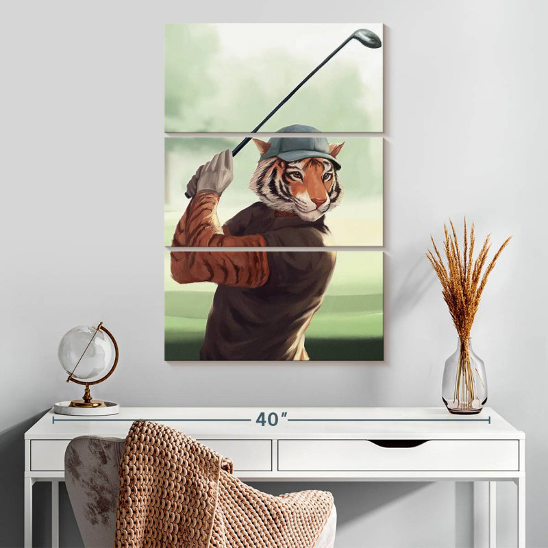 Ketti Tiger Playing Golf, 32" H x 20" W