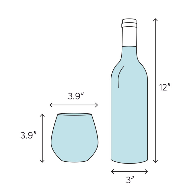 18 oz Verre à vin sans pied en acier inoxydable, Bleu pâle