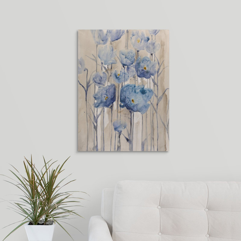 « blue pétales rehaussent i », peinture sur toile, Toile tendue, H 24 po x l 18 po x P 1,25 po