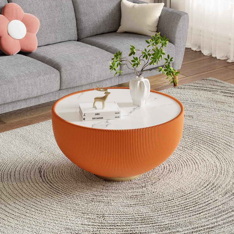 Table basse moderne Modern, Blanc / orange